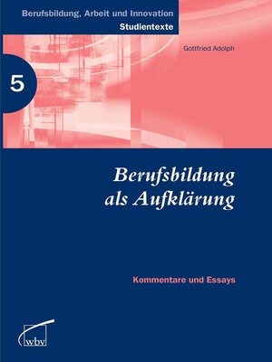 cover image of Berufsbildung als Aufklärung
